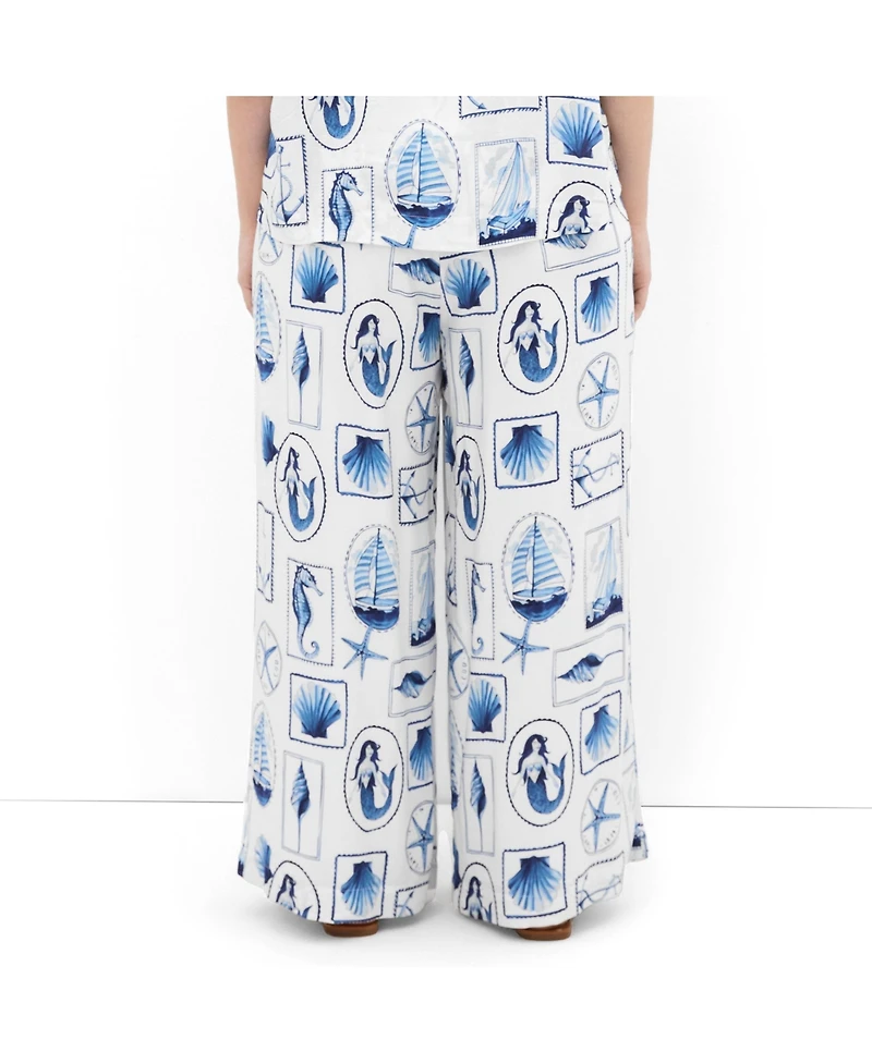 City Chic Plus Liana Amalfi Print High-Rise Wide-Leg Pants