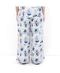 City Chic Plus Liana Amalfi Print High-Rise Wide-Leg Pants