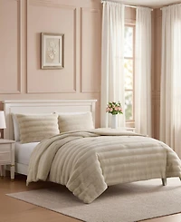 Laura Ashley Cloud Solid Faux Fur 3-Piece Comforter Set