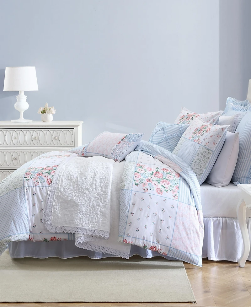 Laura Ashley Hope Patchwork Cotton -Piece Duvet Cover Set