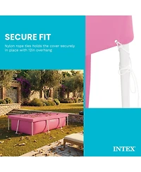 Intex 7' x 5' x 23.5" Metal Frame Above Ground Pool with Rectangular Cover, Pink