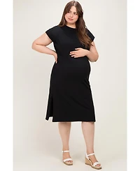 Pinkblush Plus Black Round Neck Short Sleeve Midi Dress