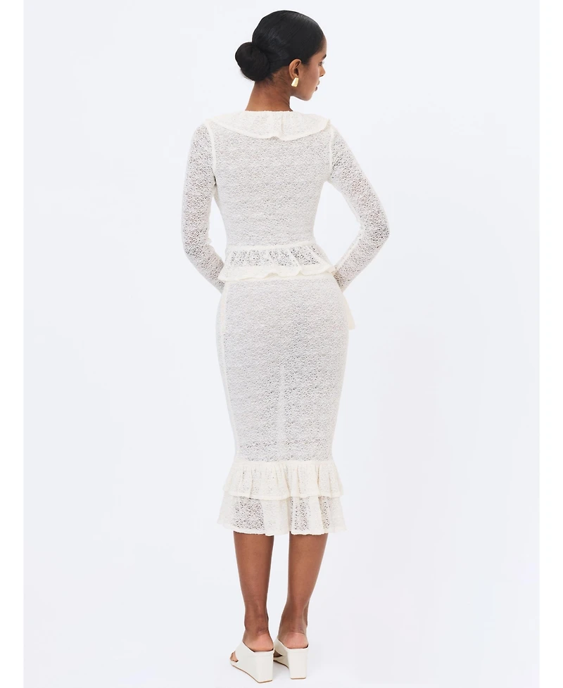 Miss Circle Women's Urvi Crochet Ruffled Midi Skirt