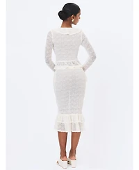 Miss Circle Women's Urvi Crochet Ruffled Midi Skirt