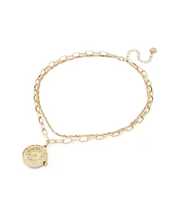 Steve Madden Cubic Zirconia Gold-Tone Paperclip Chain Layered Necklace
