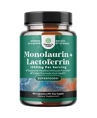 Nature's Craft Lactoferrin and Monolaurin Capsules | 250mg Lactoferrin and 1000mg Monolaurin | 180 Count