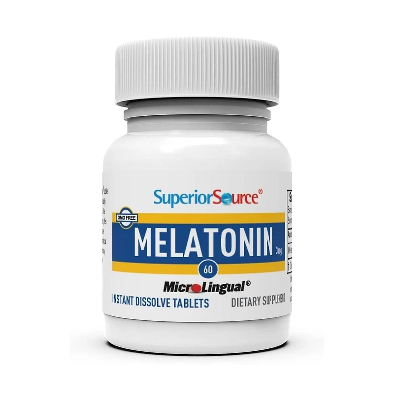 Superior Source Melatonin 3 Milligram, Quick Dissolve MicroLingual 60 Tablets with Chamomile, Sleep Support, Melatonin, for Adults, Non-gmo