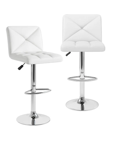 Mecale Pu Leather Upholstered Bar Stools Set of 2 with Back and Adjustable Height