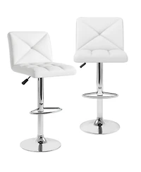 Mecale Pu Leather Upholstered Bar Stools Set of 2 with Back and Adjustable Height