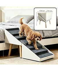 Zeny 2-in-1 Foldable 6-Step Dog Ramp, 23.05" Height Anti-Slip Pet Stairs for High Beds and Sofas, Suitable Small Medium Large Dogs