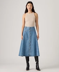 Levi's Women's Yoked Western Midi A-Line Denim Skirt
