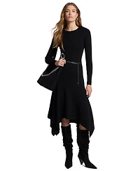 Michael Kors Women's Merino Wool-Blend Handkerchief Hem Midi Sweater Dress