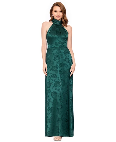 B&A By Betsy and Adam Women's Floral Mock Neck Long Gown