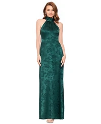 B&A By Betsy and Adam Women's Floral Mock Neck Long Gown