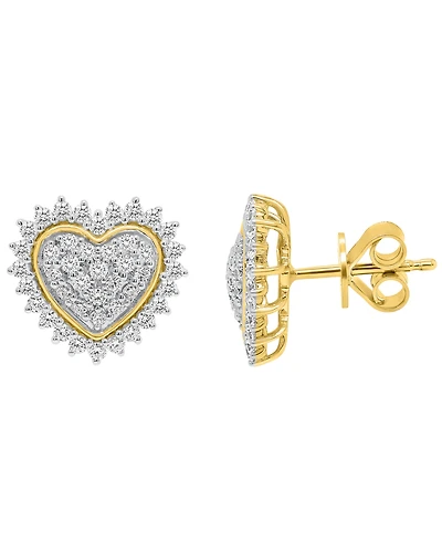 Forever Grown Diamonds Lab-Grown Diamond Heart Cluster Stud Earrings (1 ct. t.w.) Sterling Silver