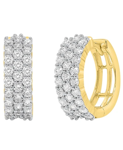 Forever Grown Diamonds Lab-Grown Diamond Triple Row Huggie Hoop Earrings (1 ct. t.w.) Sterling Silver