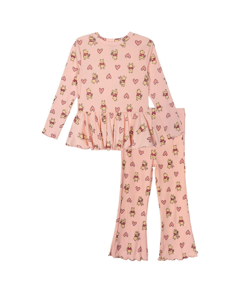Winnie the Pooh Toddler Girls Ribbed Long Sleeve Tee and Pants Set