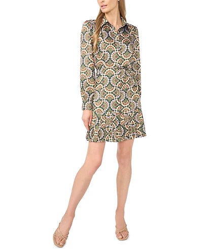 CeCe Women's Long-Sleeve Pleated-Skirt Mini Dress