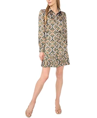 CeCe Women's Long-Sleeve Pleated-Skirt Mini Dress