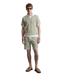 Twisted Tailor Men's Albie Stripe Cotton Crochet Polo Shirt