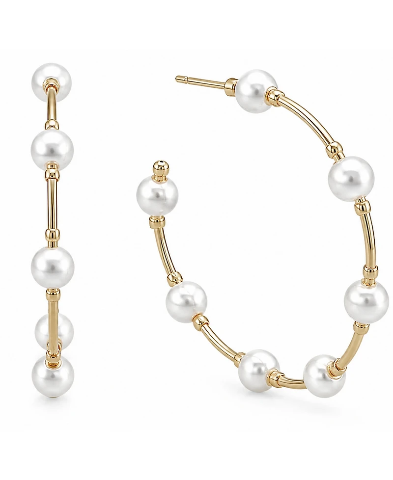 And Now This Imitation Pearl C Hoop Earring