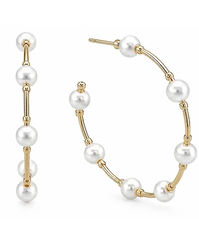 And Now This Imitation Pearl C Hoop Earring