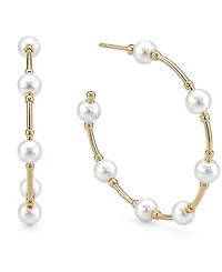 And Now This Imitation Pearl C Hoop Earring