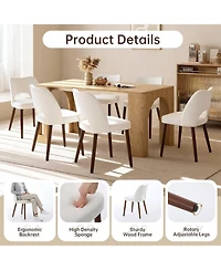 Set of 6 Modern Dining Chairs, Hollow Back Kitchen Chairs With Wooden Legs, Tool-Free Easy Assembly, Farmhouse Style For Kitchen and Dining Room
