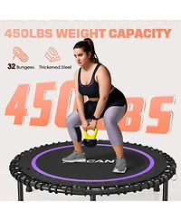 Bcan BT2 450LBS Foldable Mini Trampoline for Adults, 40 Inch Fitness Rebounder with Bungees, Quiet Stable Exercise Trampoline