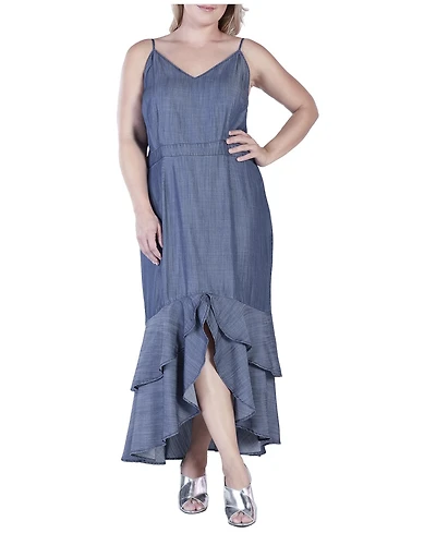 Standards & Practices Women's Tencel High-Low Ruffle Hem Maxi Dress