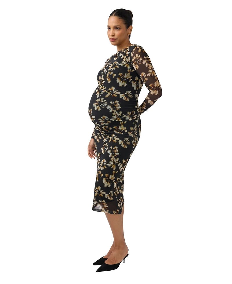 Ingrid + Isabel Maternity Long Sleeve Floral Midi Dress