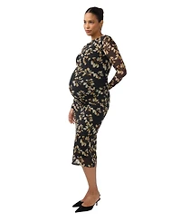 Ingrid + Isabel Maternity Long Sleeve Floral Midi Dress