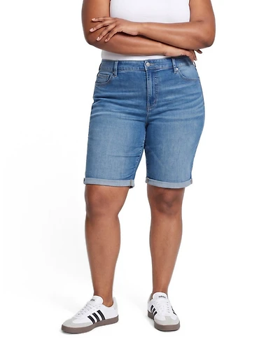 Torrid Plus Perfect High-Rise Denim Bermuda Shorts, 10" Inseam
