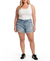 Torrid Women's High-Rise Relaxed Distressed Denim Shorts, 3.5" Inseam