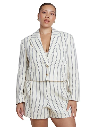 Eloquii Plus Cropped Boxy Stripe Blazer