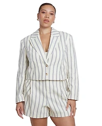 Eloquii Plus Cropped Boxy Stripe Blazer