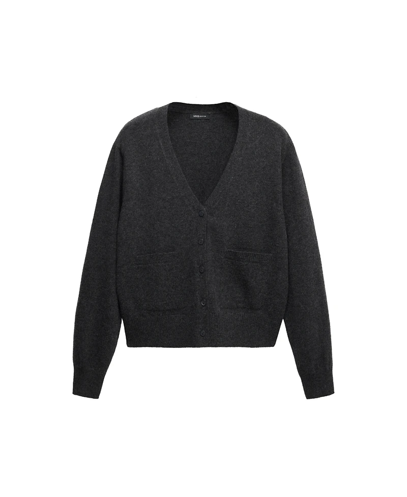 Mango Women's Selection Wool & Cashmere-Blend V-Neck Cardigan