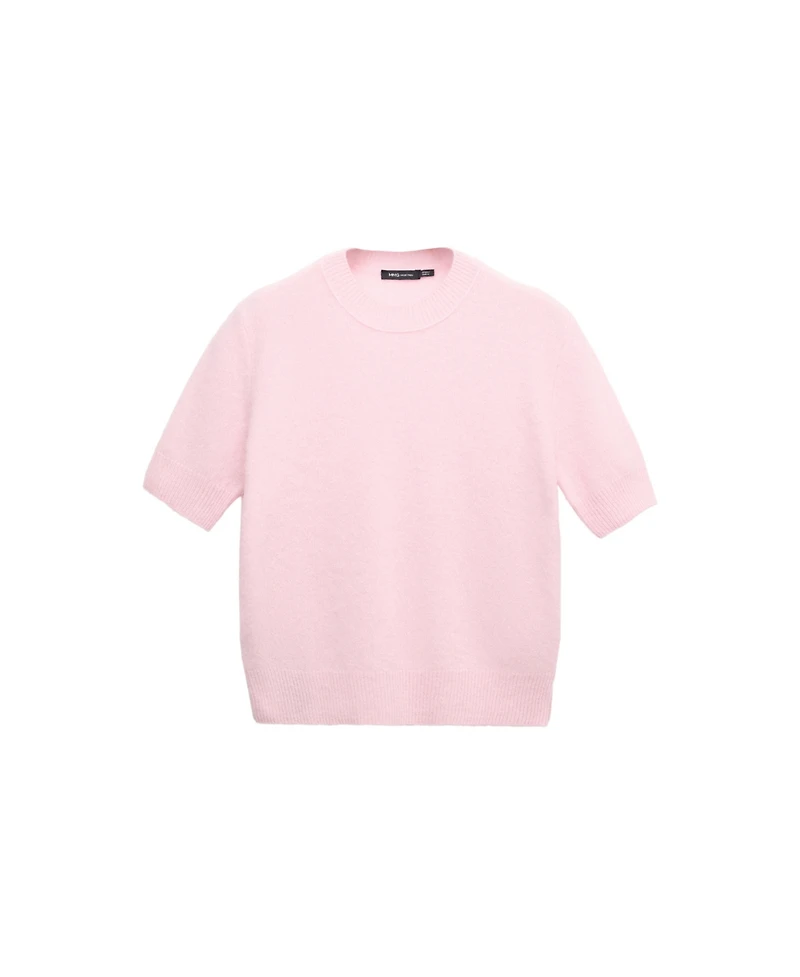 Mango Women's Selection Wool Crewneck Short-Sleeved Sweater