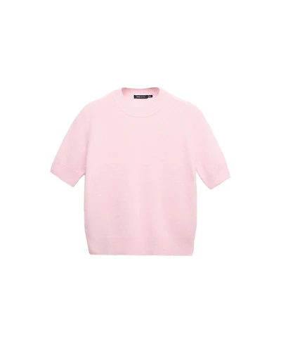 Mango Women's Selection Wool Crewneck Short-Sleeved Sweater