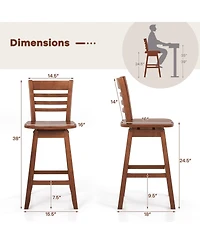 Mecale Counter Height Barstools Set of 2 with Footrest for Kitchen Island Bar