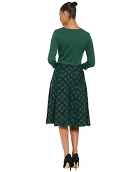 London Times Women's A-Line Midi Sweater Dress