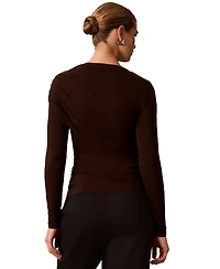 Calvin Klein Women's Long-Sleeve Wrap Rayon-Blend T-Shirt