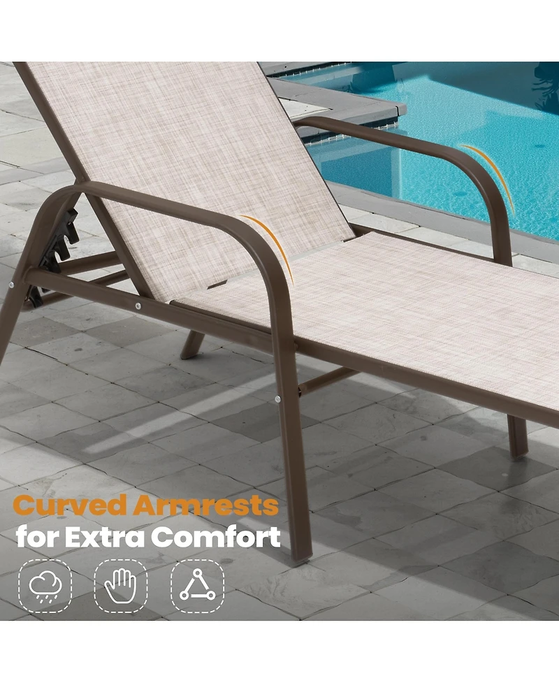Pellebant 2/4 Pieces Outdoor Adjustable Patio Chaise Lounge Chairs