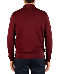 TailorByrd Men's Fine-Knit Mock-Neck Quarter-Zip Sweater with Contrast Tipping