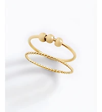 Mint & Lily Gold-Tone Fidget Beaded Stacking Rings, 2-Piece Set