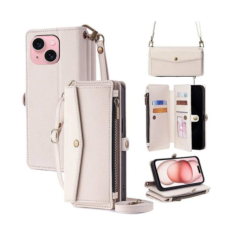 Artudatech Card Holder Detachable Shoulder Strap Wallet Case for iPhone 12–17