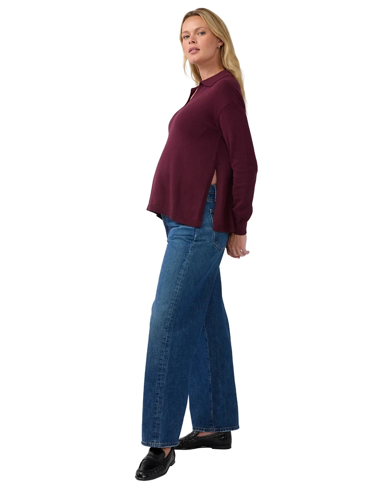 Ingrid + Isabel Women's Polo Collar Knit Nursing Sweater