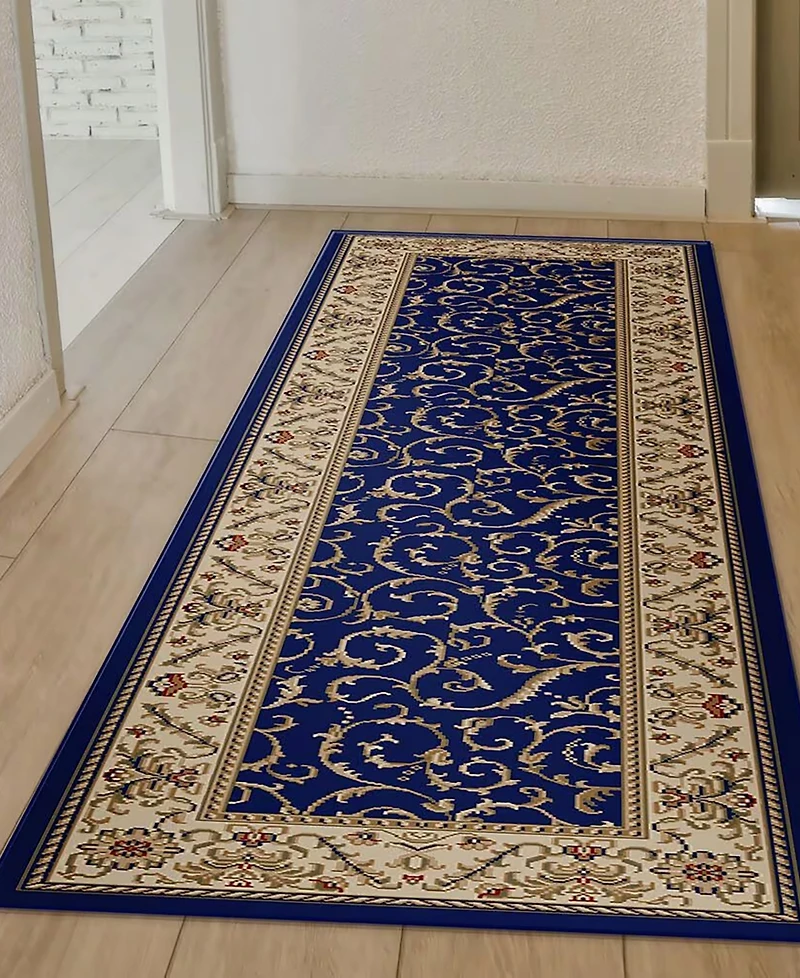 Closeout! Km Home 1599/1554/Navy Pesaro Blue 2'2" x 7'7" Runner Rug