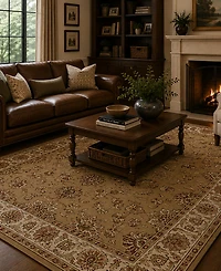 Closeout! Km Home 1592/1072/Beige Pesaro Beige 7'9" x 11' Area Rug