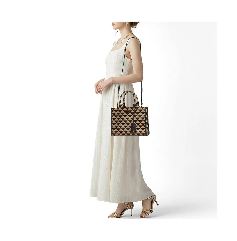Pre-Owned Prada Women's Symbole Small Embroidered Fabric Tote Bag